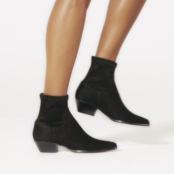 Tamara Mellon Go West Ankle Boots 35 Black Stretch Suede Ankle Bootie 41.5 NEW - Picture 9 of 9